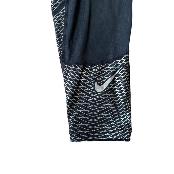 Nike Pro Hypercool Compression Pants Mens Large Tights 3/4 Black Silver - Picture 5 of 7